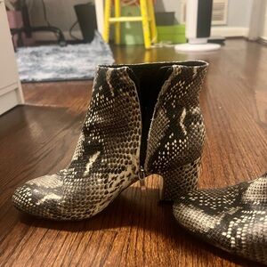 Snakeskin ankle booties